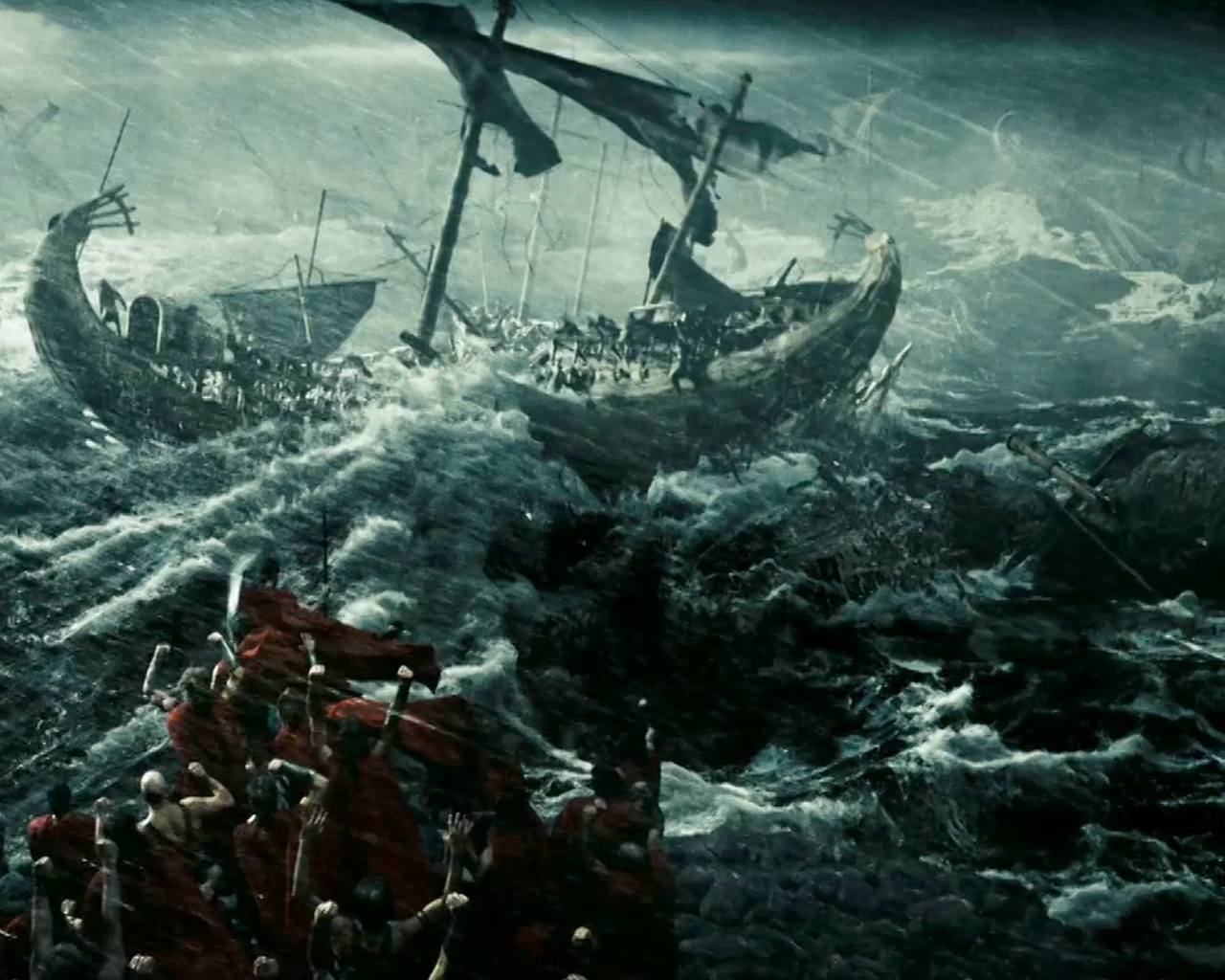 300 - Persian Ships Destroyed In A Storm - HD Wallpaper 