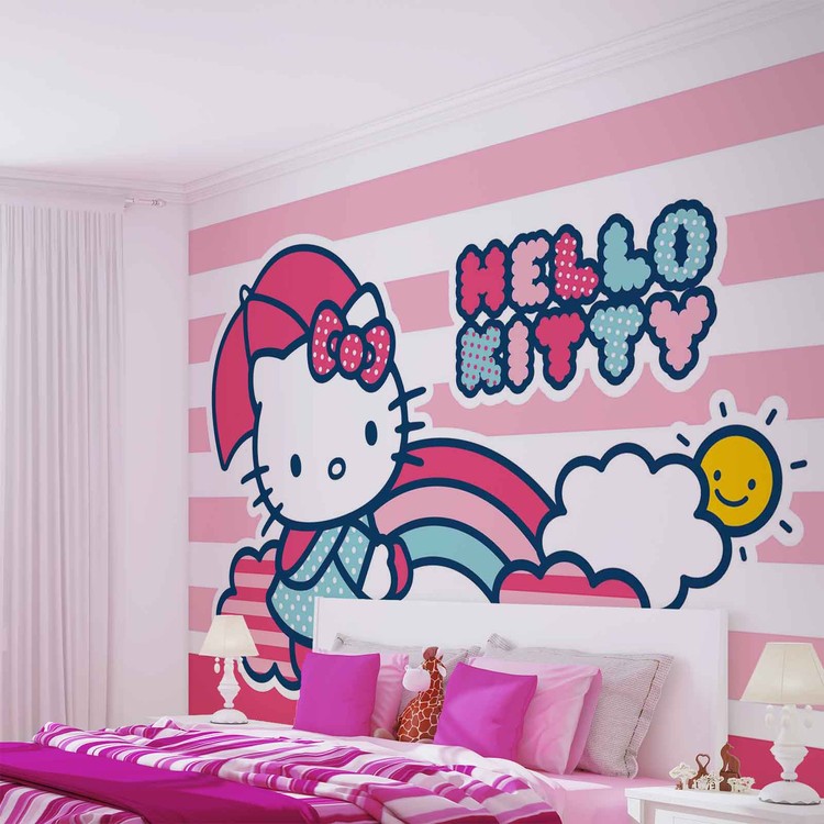 Hello Kitty Wallpaper Mural - Hello Kitty Wallpaper Room - HD Wallpaper 