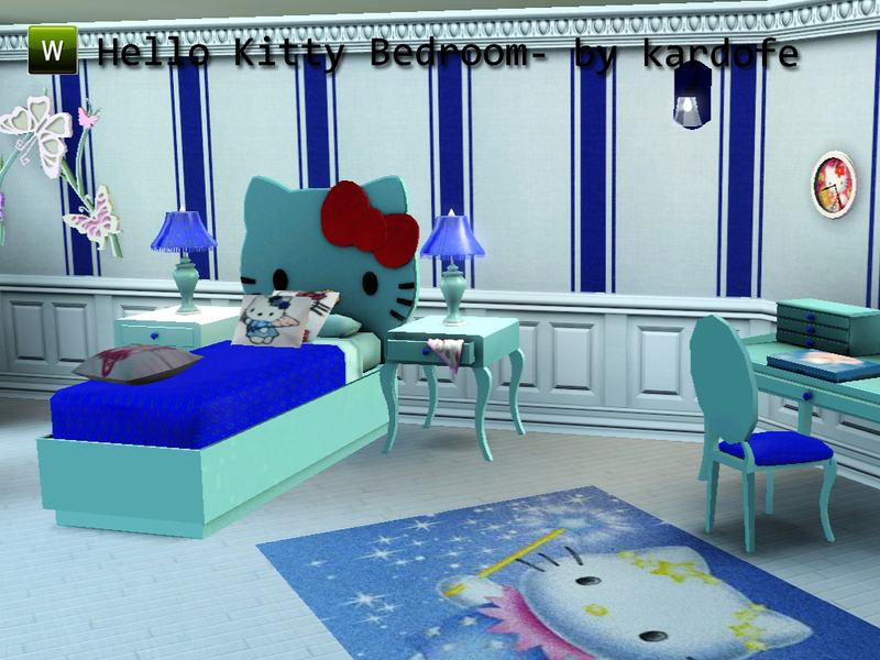 Blue Hello Kitty Bedroom - HD Wallpaper 