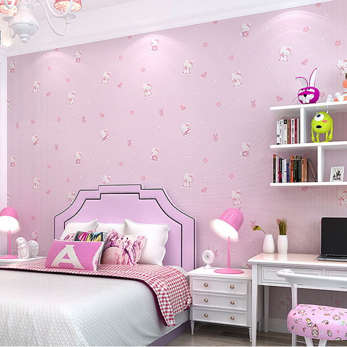 Modern Beautiful Lovely Pink Embossed Nonwoven Cartoon - Giấy Dán Tường Cho Be Gai - HD Wallpaper 