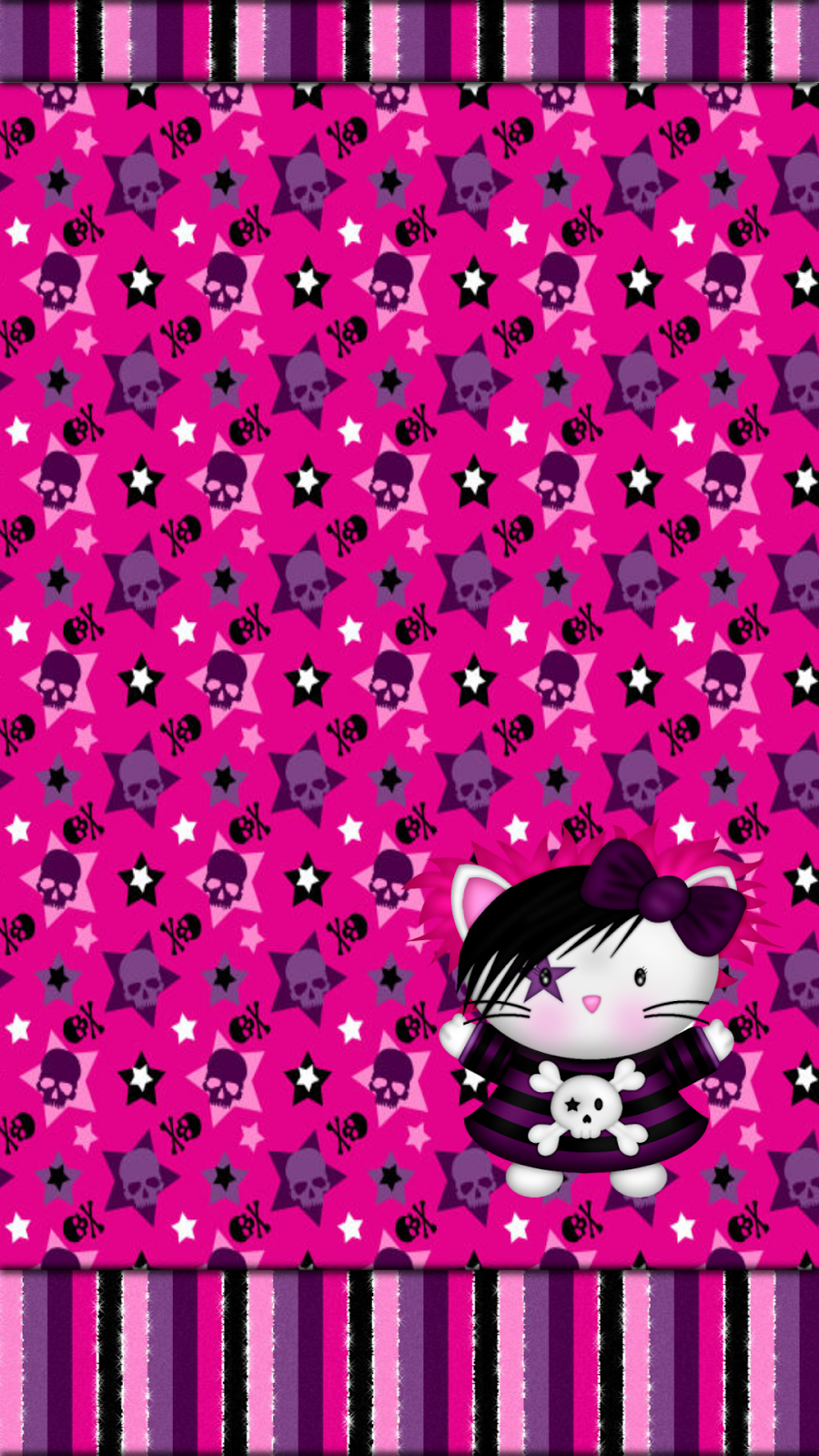 Cute Skulls Hello Kitty - HD Wallpaper 