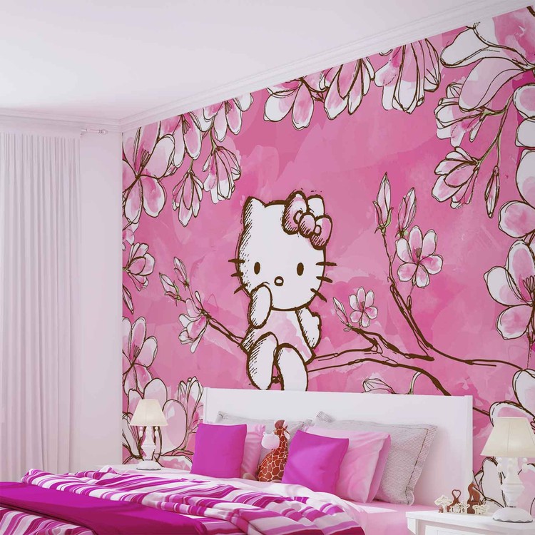Hello Kitty Wallpaper Mural - Minnie Mouse Wall Rap - HD Wallpaper 