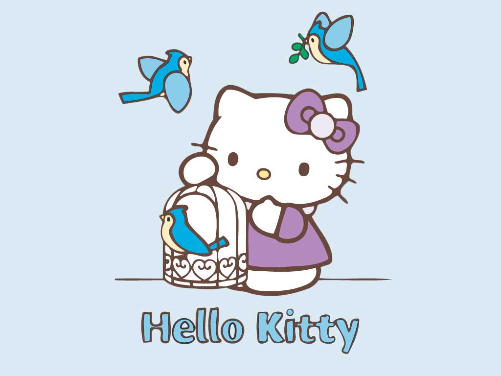 Hello Kitty Blue Birds Android Wallpaper - Hello Kitty - HD Wallpaper 