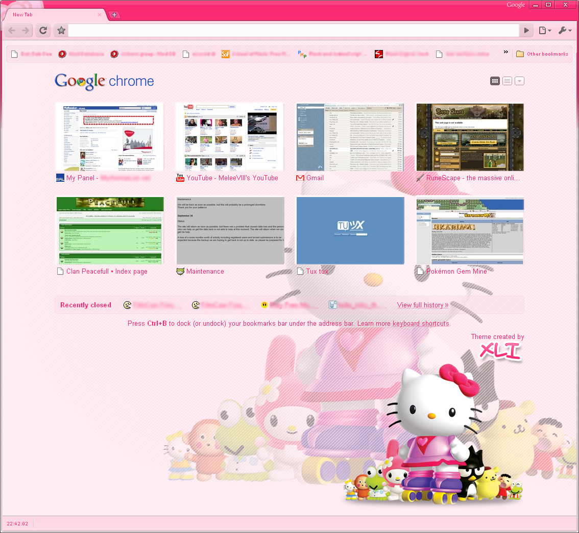 Hello Kitty Theme Blue - Google Chrome - HD Wallpaper 