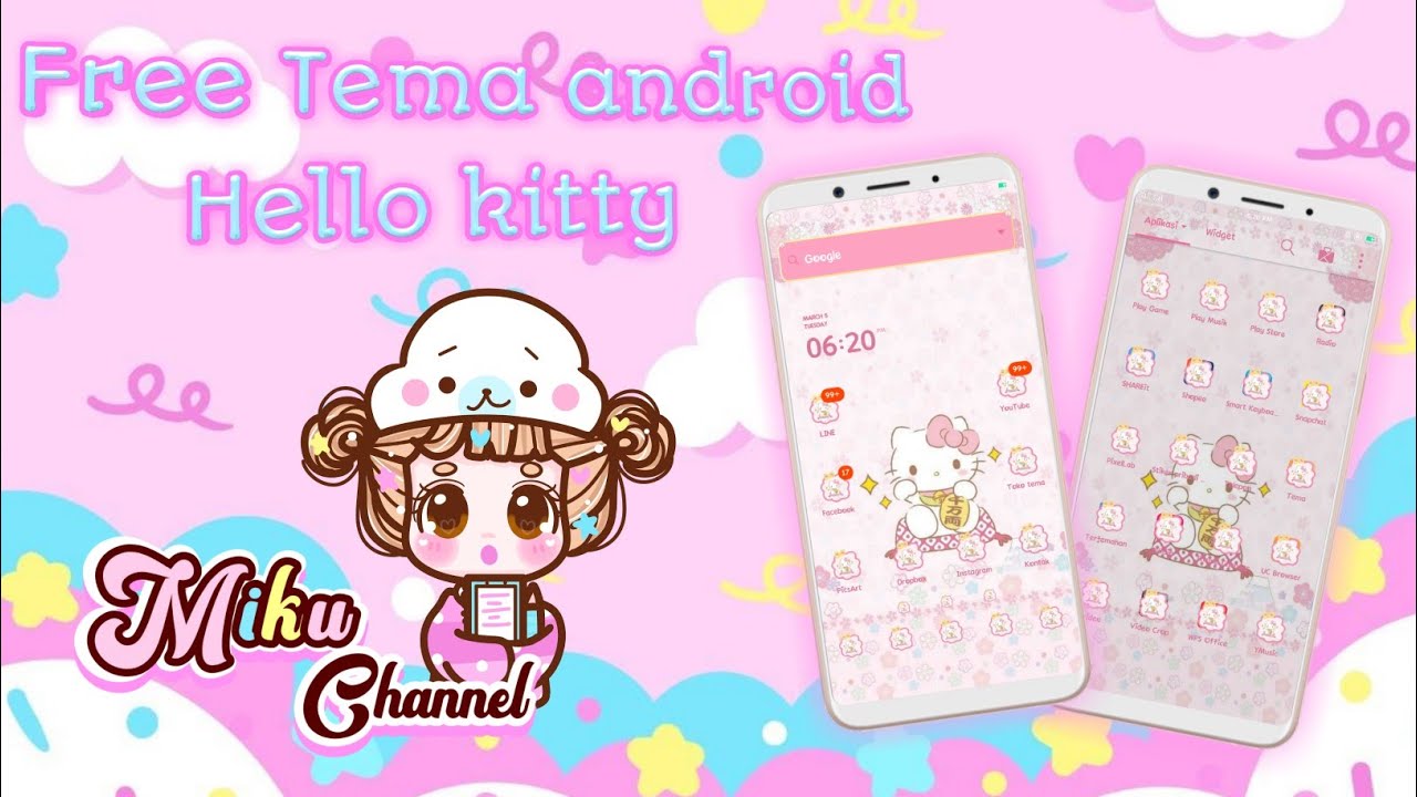 Tema Hellokitty Line Launcher - HD Wallpaper 