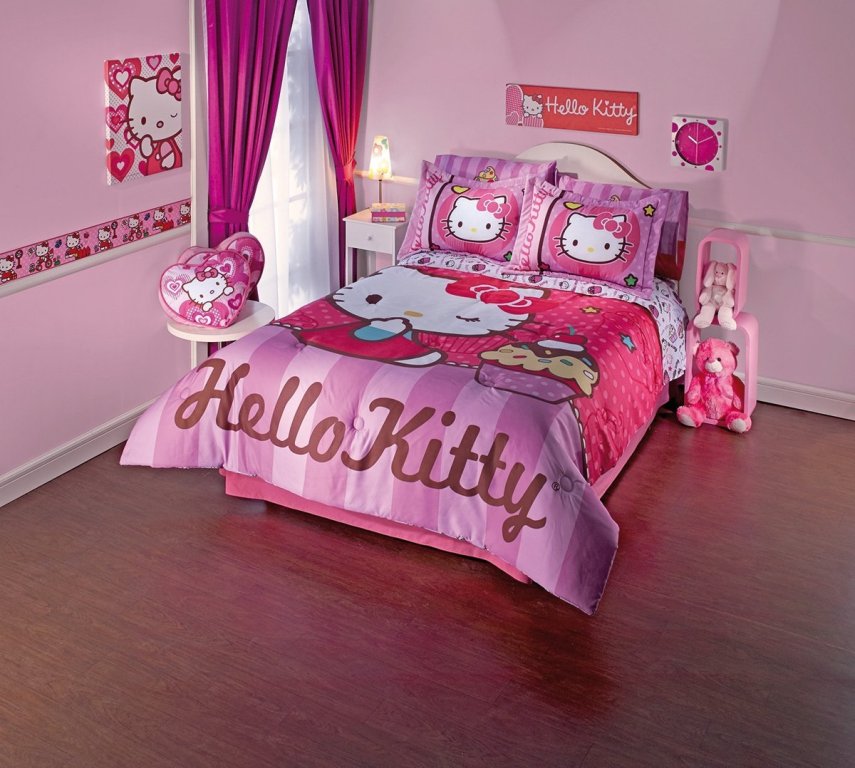 Hello Kitty Bedroom Design - Pink Hello Kitty Bedroom Set - HD Wallpaper 