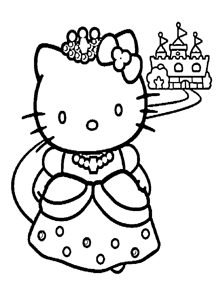 Hellokitty Hitam Putih - Unicorn Hello Kitty Coloring Pages - HD Wallpaper 