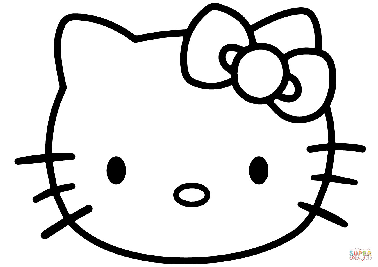 Hello Kitty Clip Art Black And White - Hello Kitty Head Coloring Pages -  1300x919 Wallpaper 