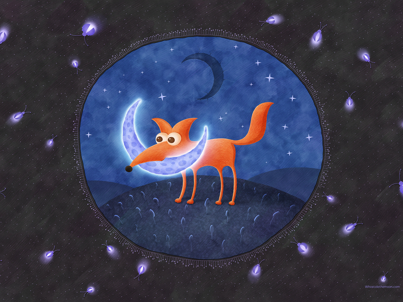Fox Moon - HD Wallpaper 