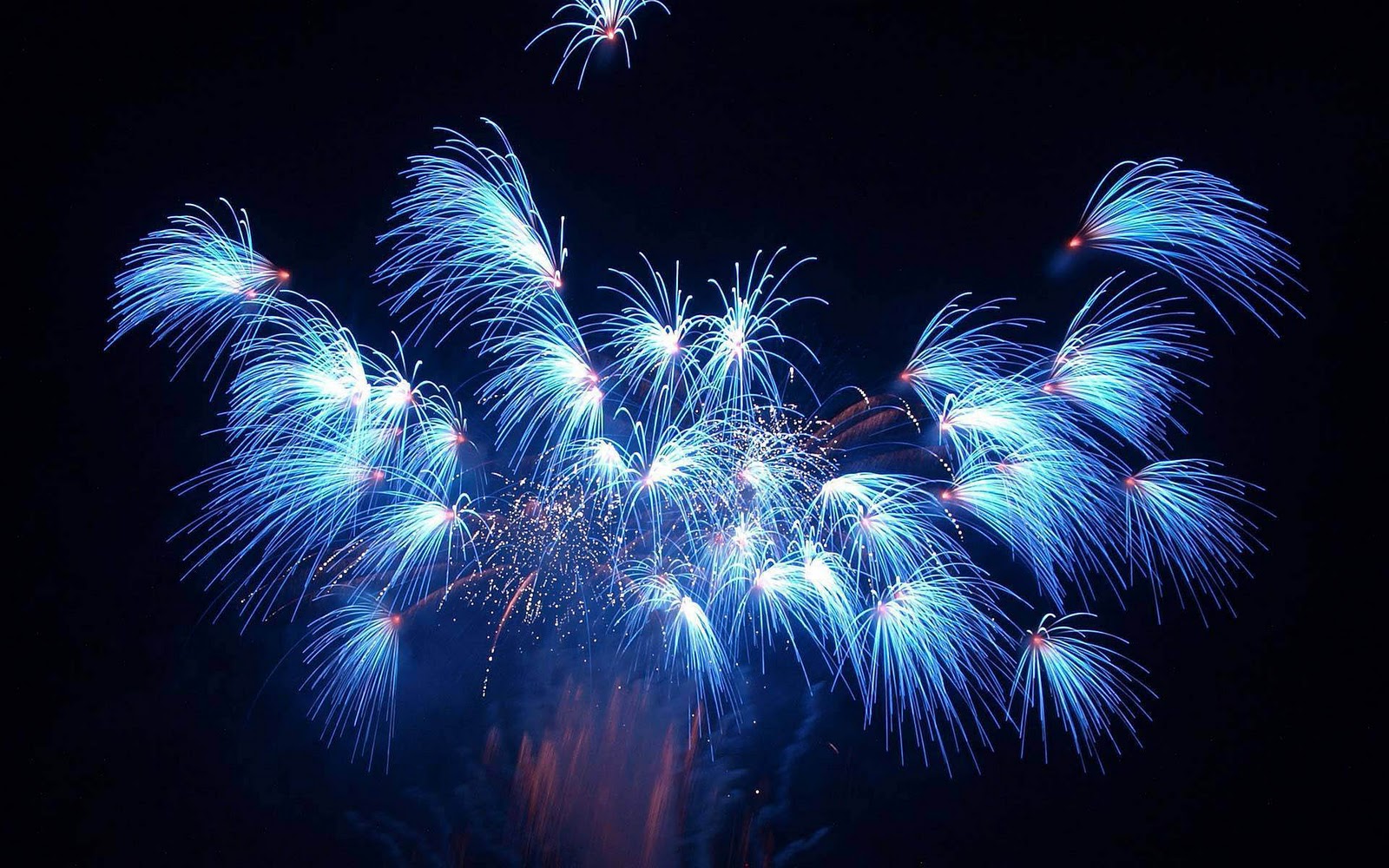 Blue Fireworks Desktop - HD Wallpaper 