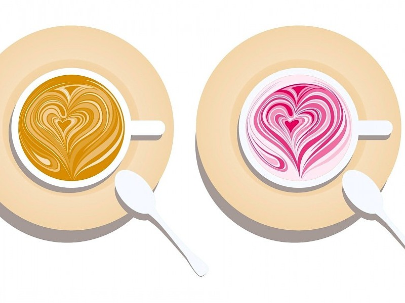 Two Beautiful Heart In Cup Wallpaper - Love Romantic - HD Wallpaper 