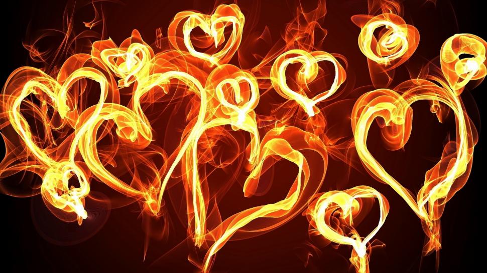 Abstraction Of Love Hearts Fire Wallpaper,abstraction - Heart Of Love Flames - HD Wallpaper 