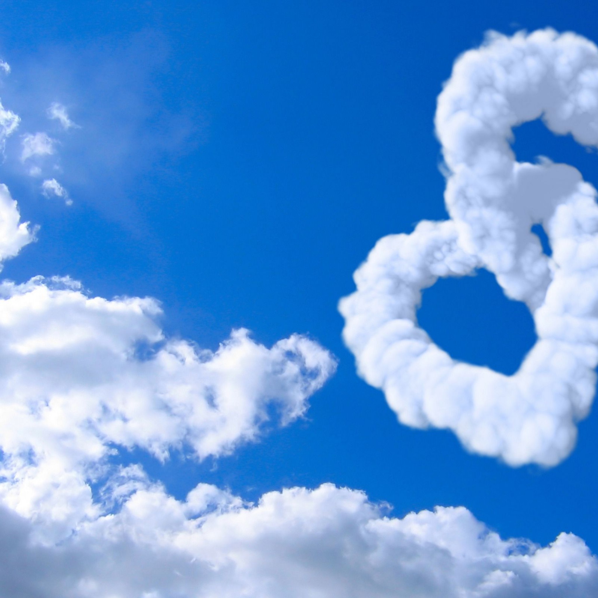 Love Heart Clouds In Blue Sky Heart February S - Blue Sky Heart Image Hd - HD Wallpaper 