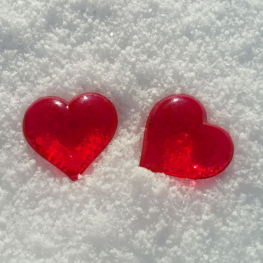 Two Heart-shaped Accessories, Valentine S Day, Snow, - S And F Letter Love - HD Wallpaper 