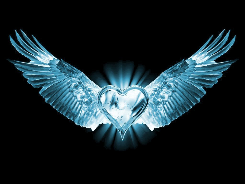 Heart Wings Hd Wallpapers - Blue Heart With Angel Wings - HD Wallpaper 