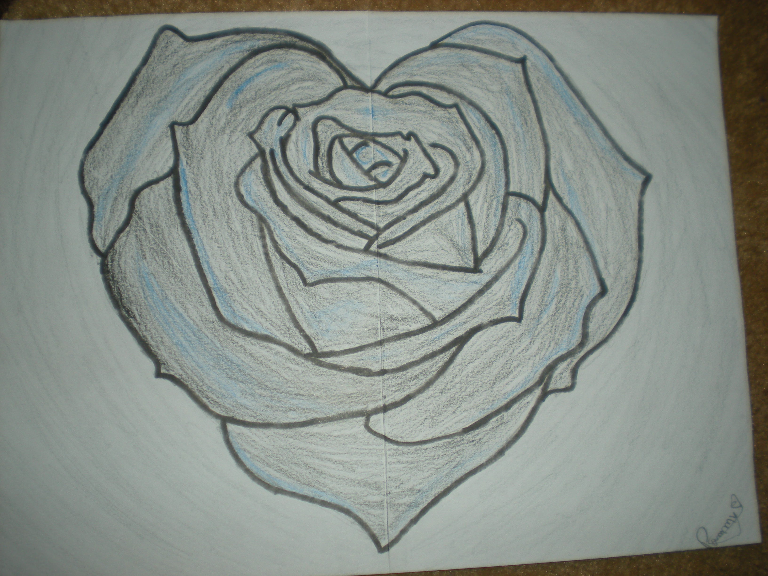 R/1022786773, Heart, Rose, Fascinating Wallpapers - Rose Love Flower Drawings - HD Wallpaper 
