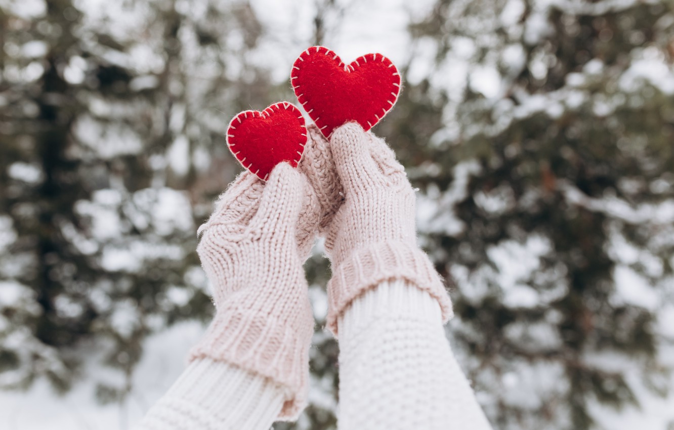 Photo Wallpaper Winter, Snow, Love, Heart, Love, Heart, - Snow Love - HD Wallpaper 