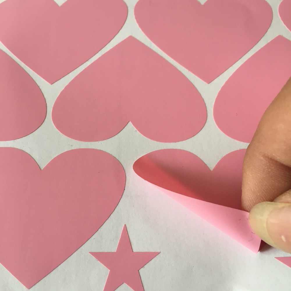 Cartoon Little Hearts And Mini Stars Wall Sticker For - Motif - HD Wallpaper 