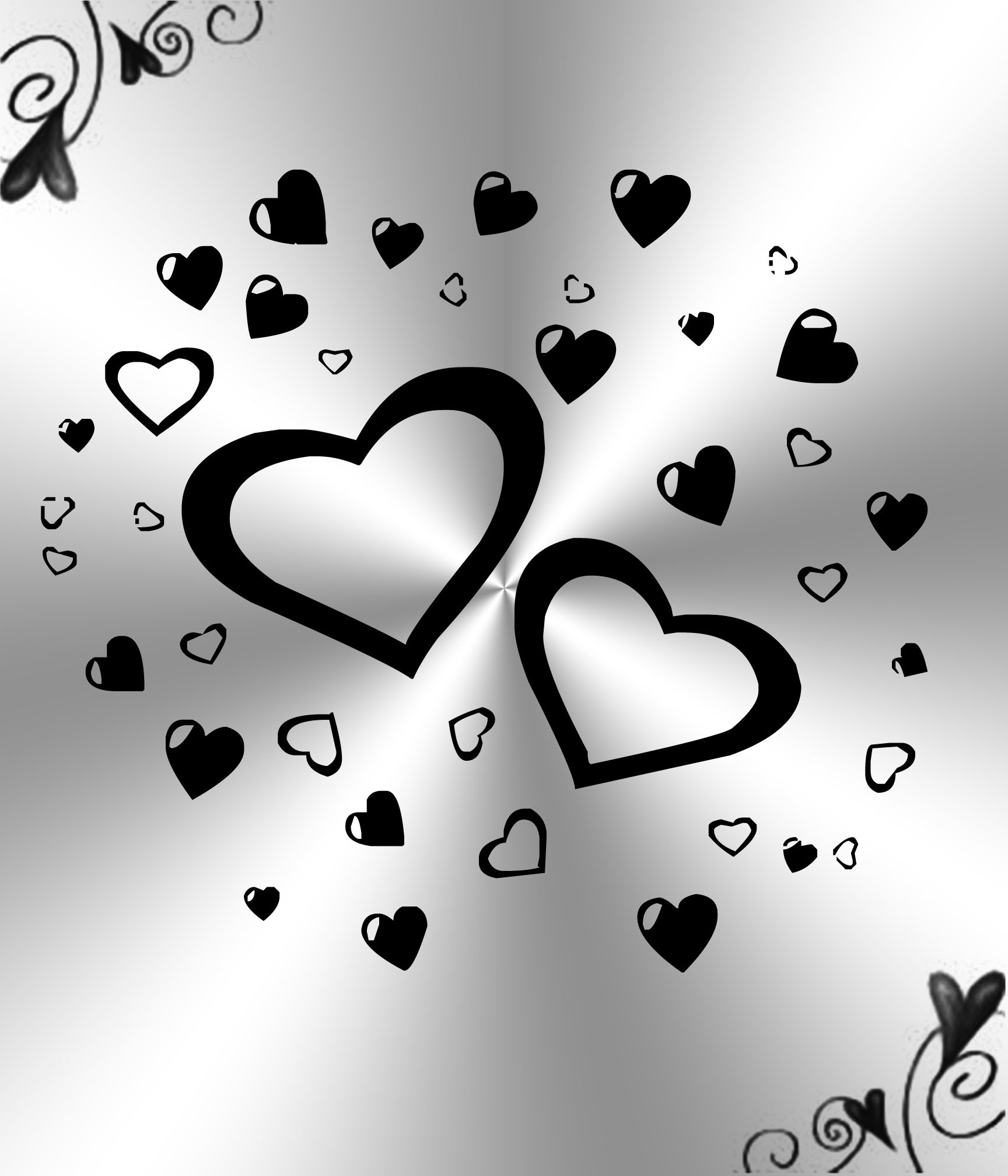 White And Black Hearts Background By Princessdawn755 - Love Black And White - HD Wallpaper 