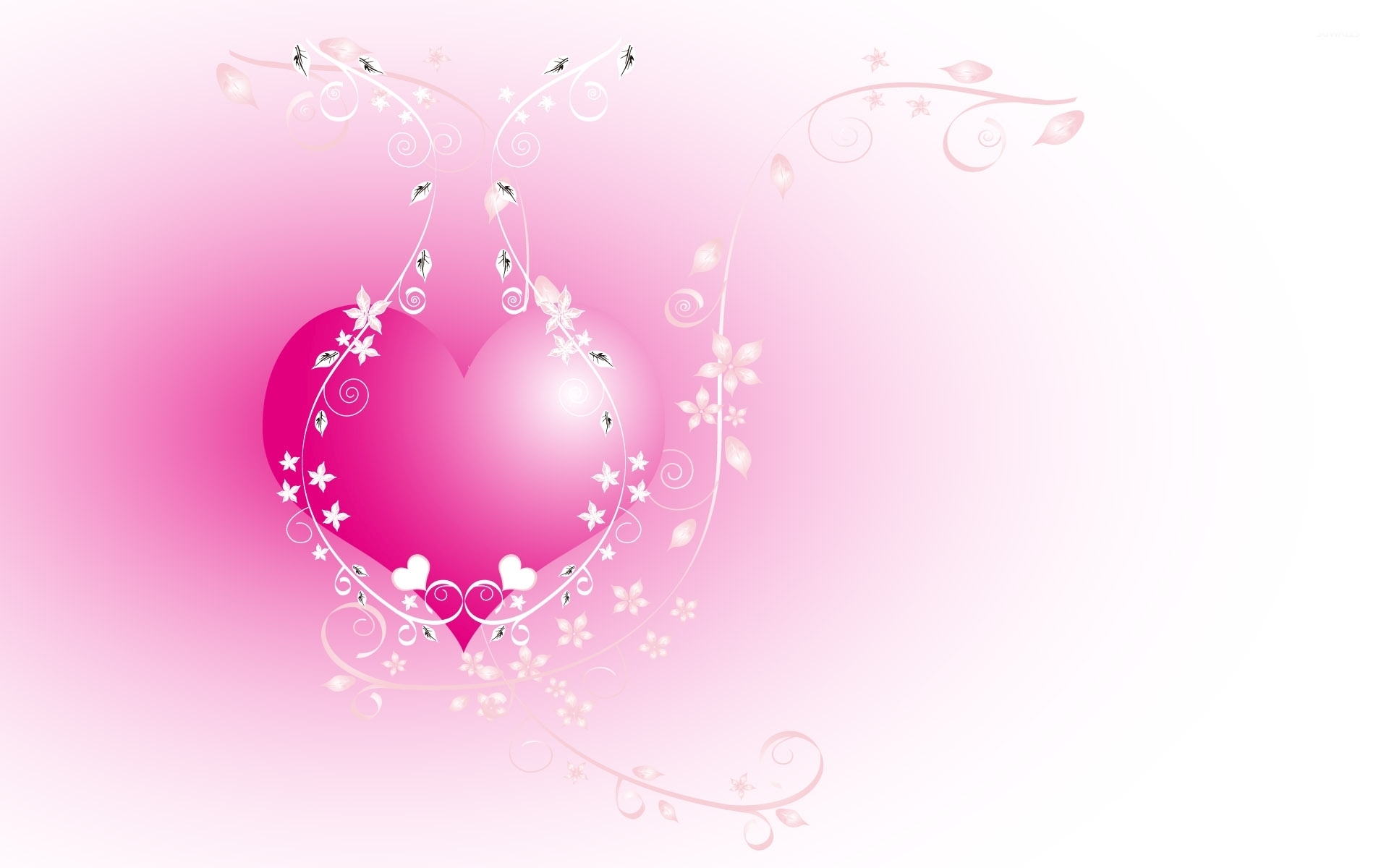 Pink Heart Wallpaper Flower Background Hd - HD Wallpaper 