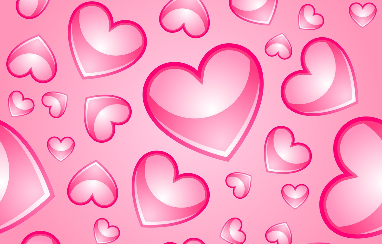 Photo Wallpaper Background, Pink, Hearts - Pink Heart Wallpaper Hd - HD Wallpaper 