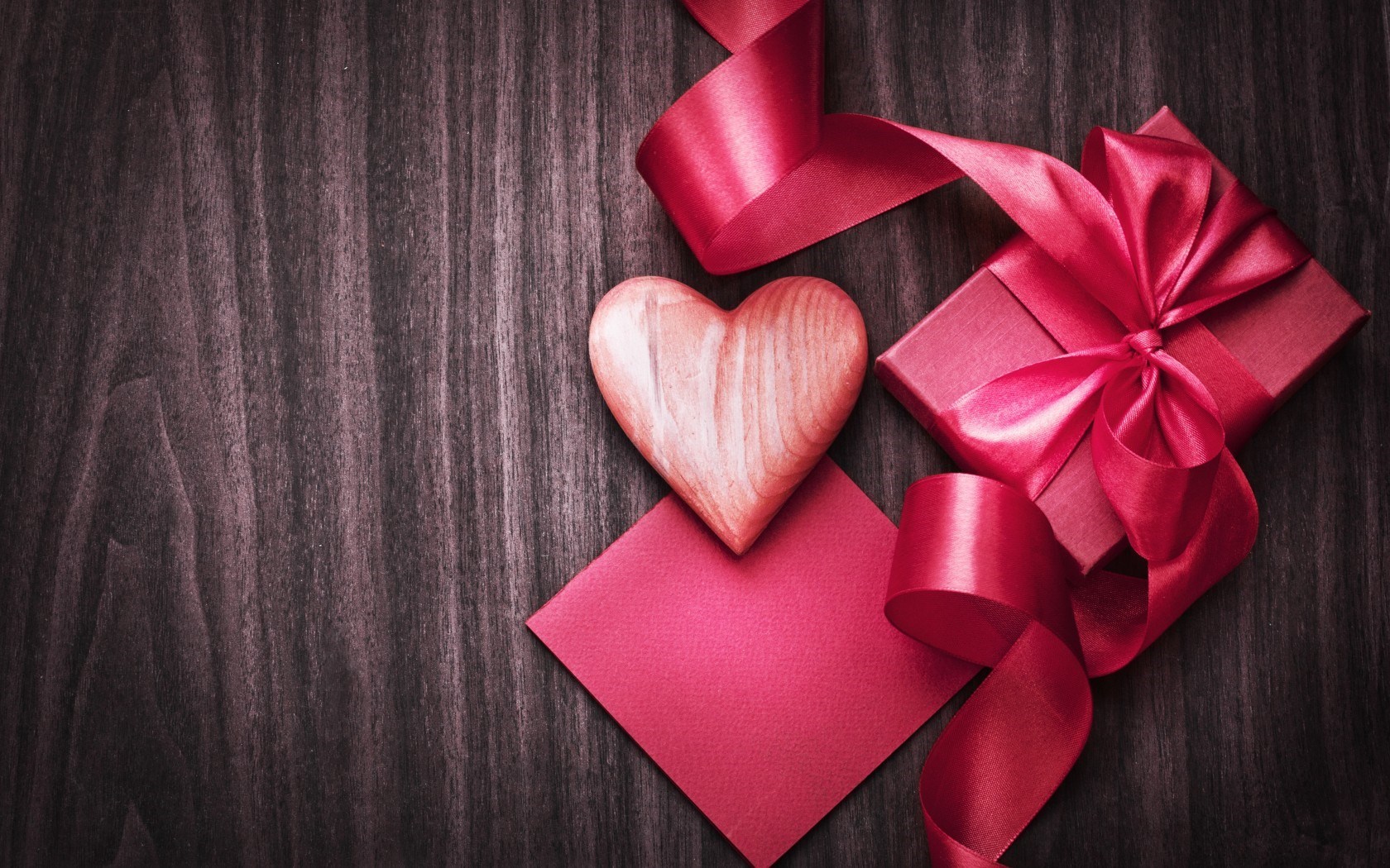 Love Heart Gift Box Ribbon Pink - HD Wallpaper 
