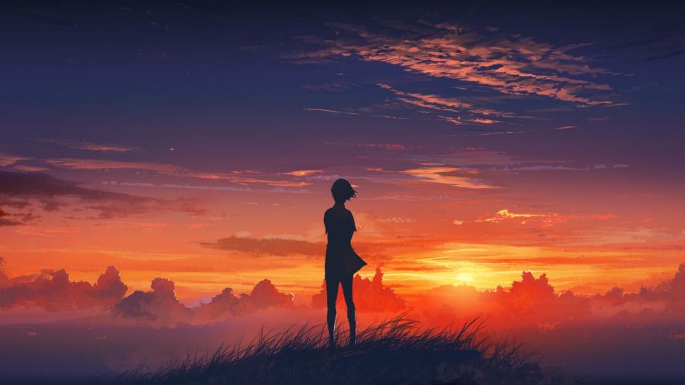 Anime, Sunset, Sunrise, Anime Girls Wallpaper,anime - HD Wallpaper 