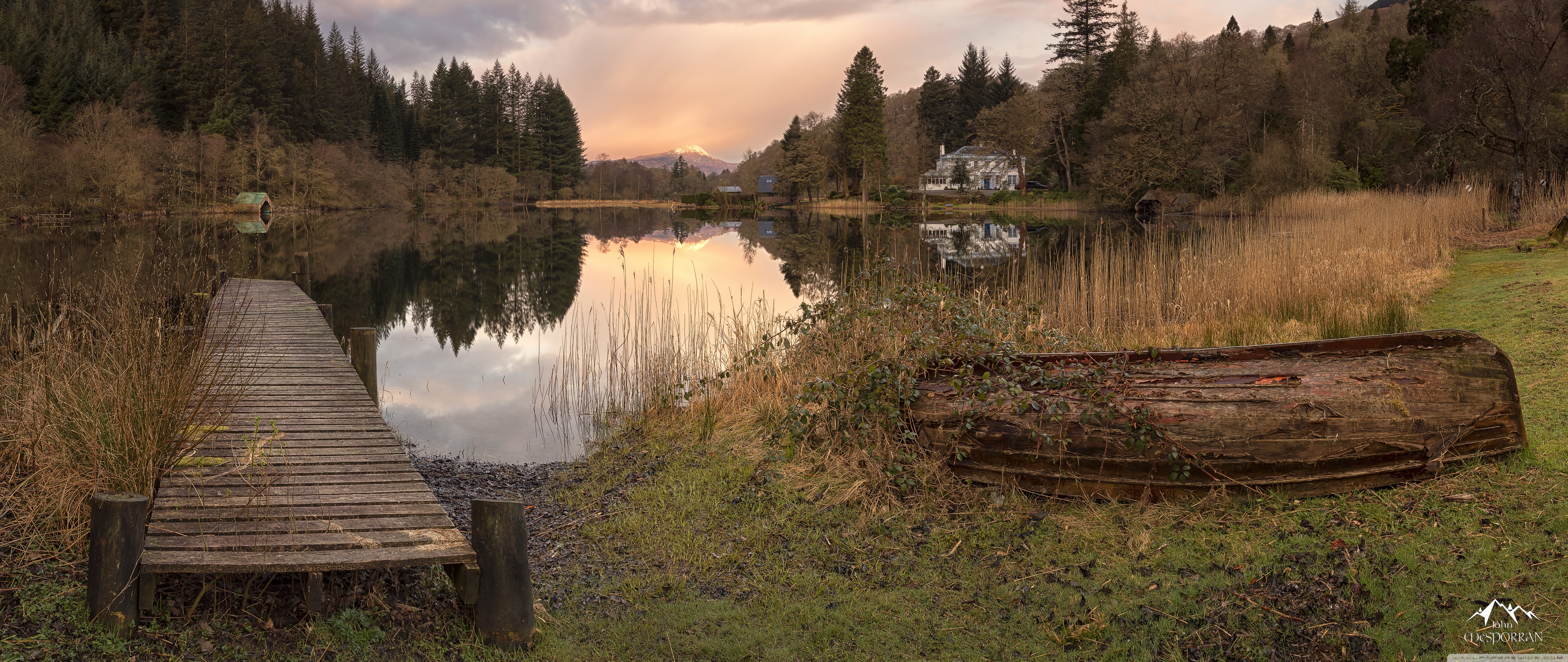 Ultrawide Wallpaper Lake House - HD Wallpaper 