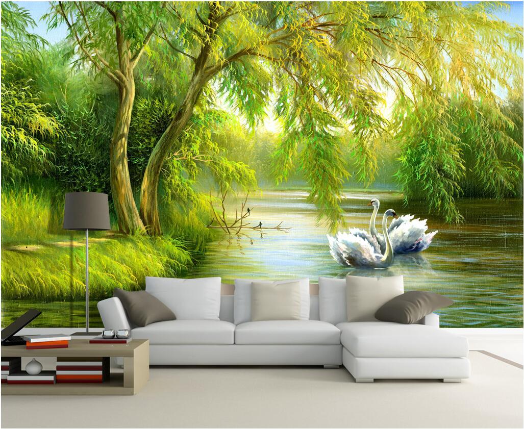 3d Wall Forest Painting - HD Wallpaper 