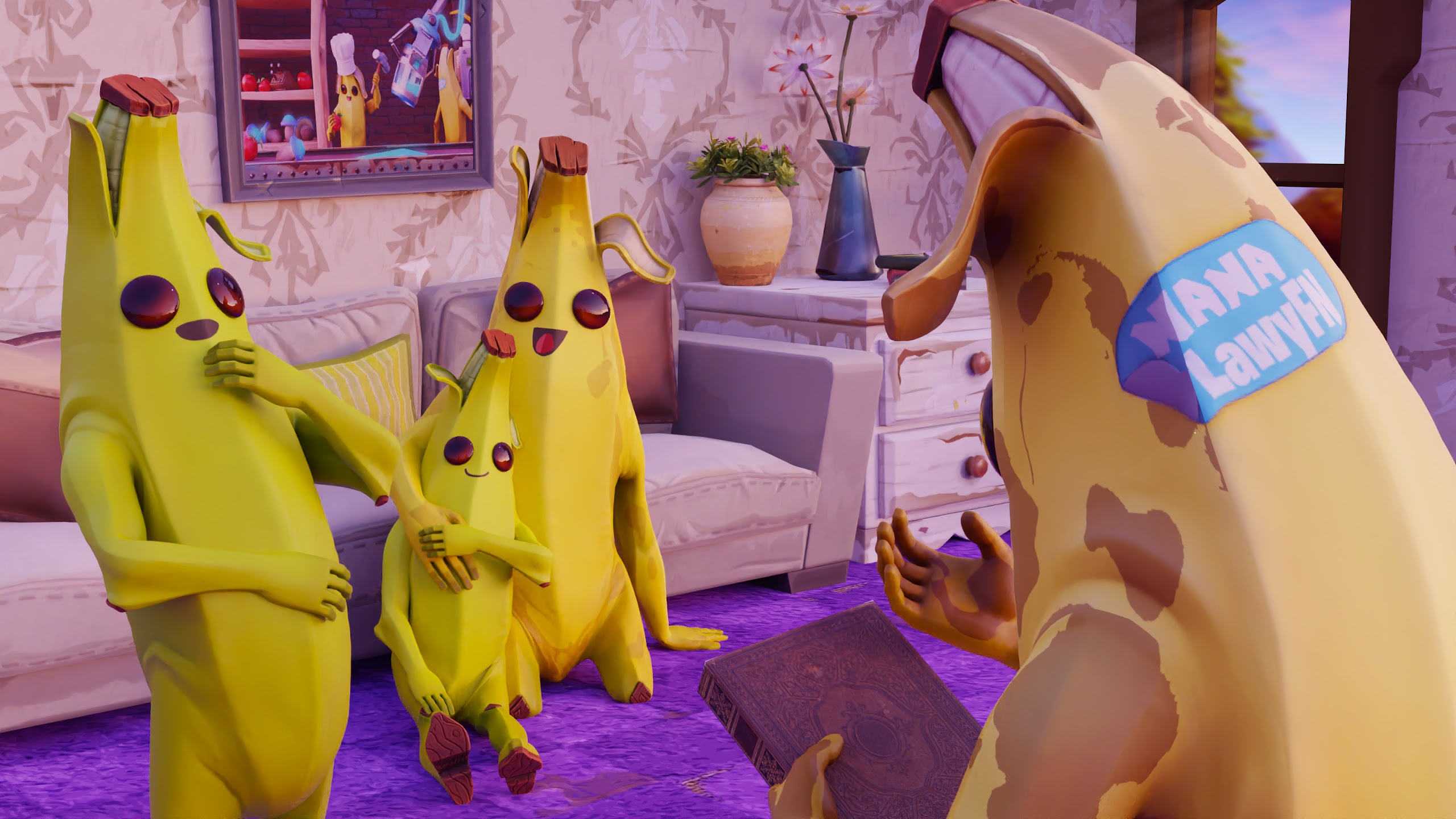 Fortnite, Peely, Banana Family, 4k, - Fortnite Wallpapers Peely - HD Wallpaper 