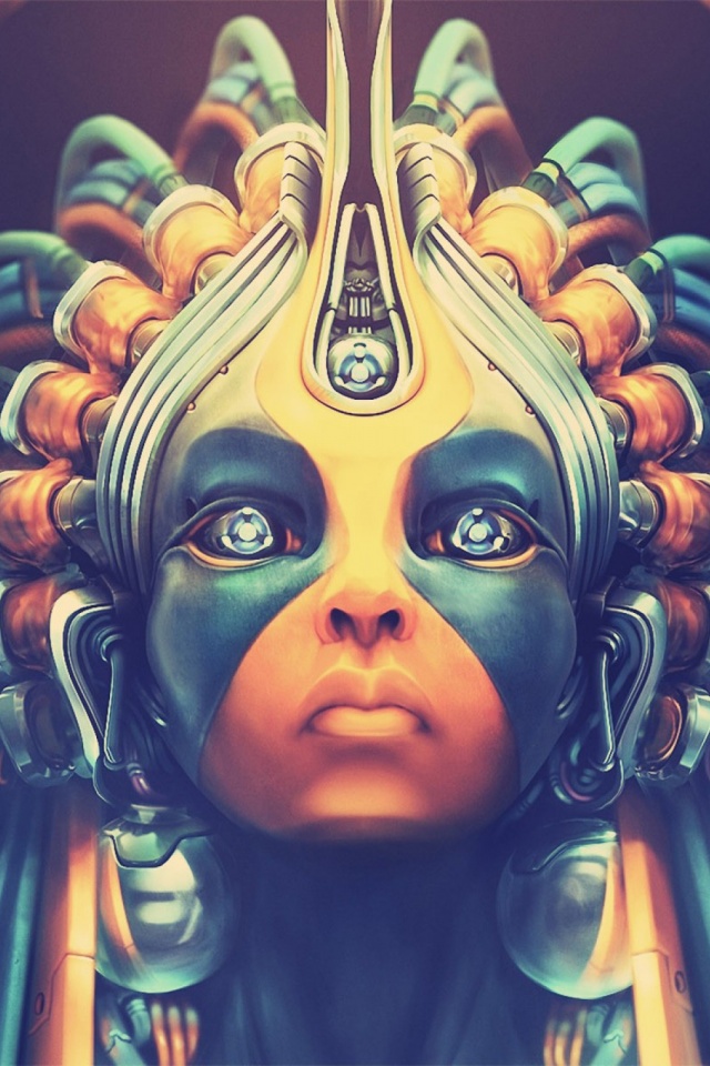 Robot Face Fantasy Art - HD Wallpaper 