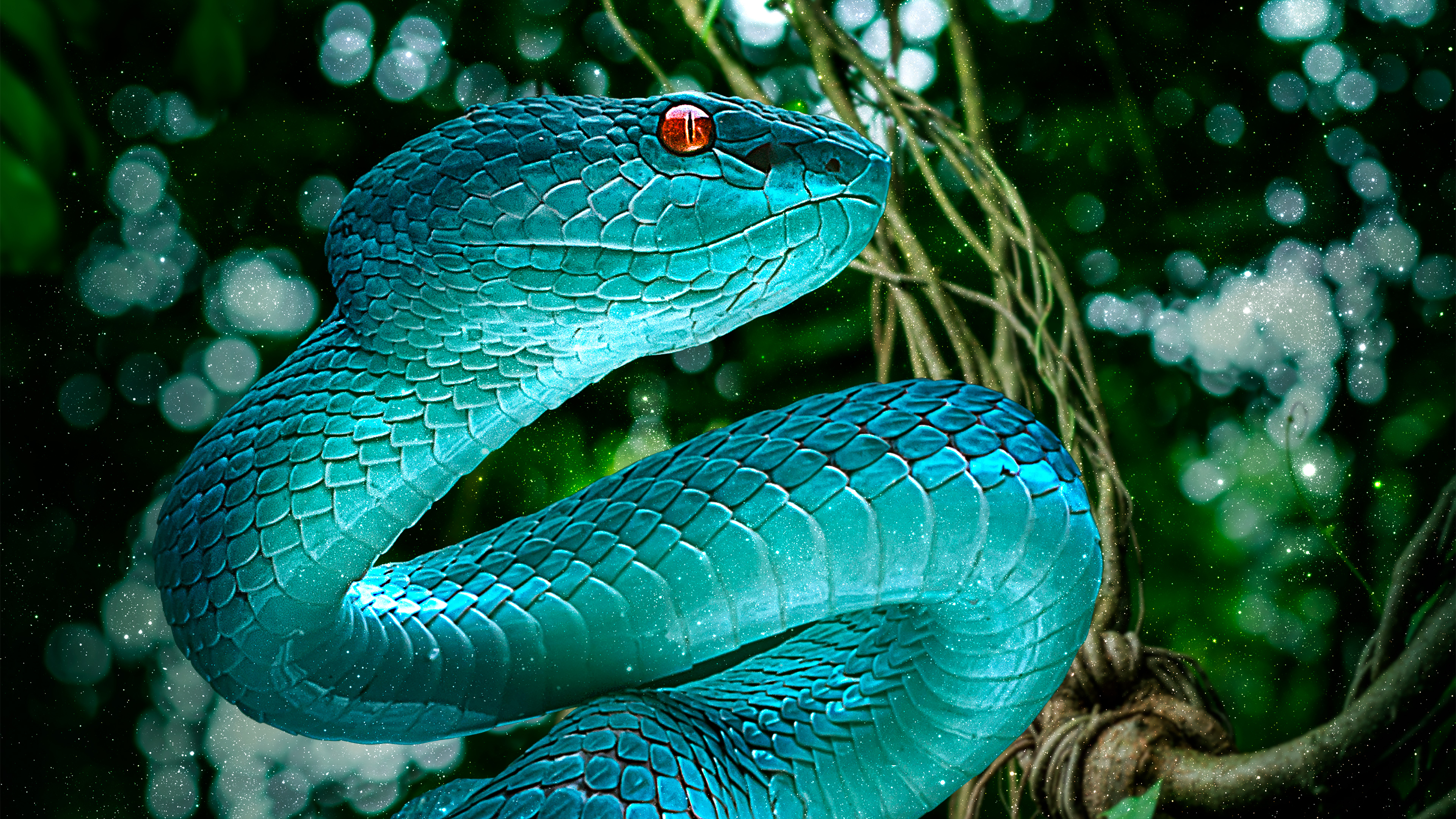 Blue Snake 4k - Snake 4k - HD Wallpaper 