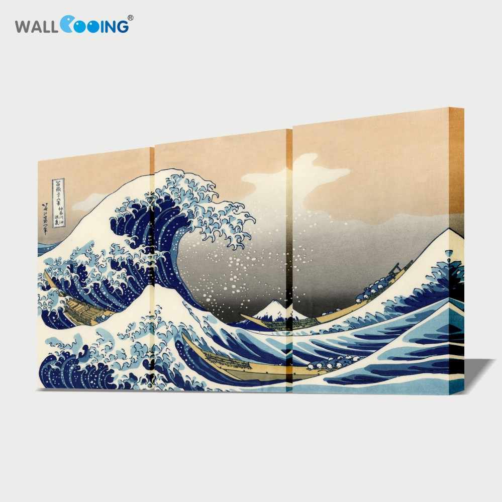 Free Shipping Japan Painting 3 Image Panels Canvas - Great Wave Off Kanagawa - HD Wallpaper 