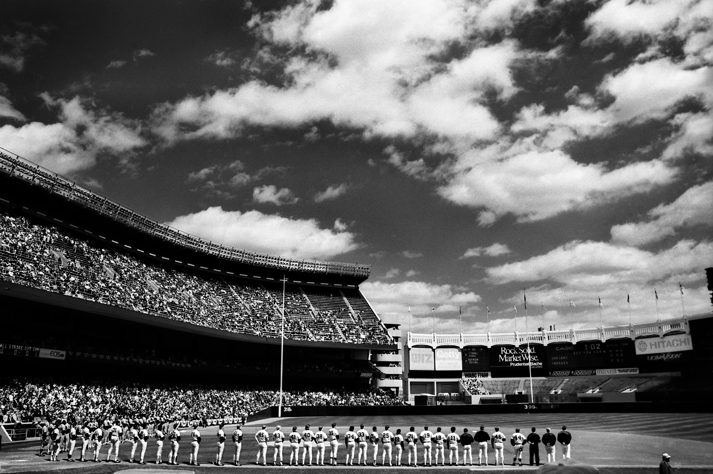 Yankee Stadium Opening Day By Peter Adams - Black And White Yankees Stadium - HD Wallpaper 