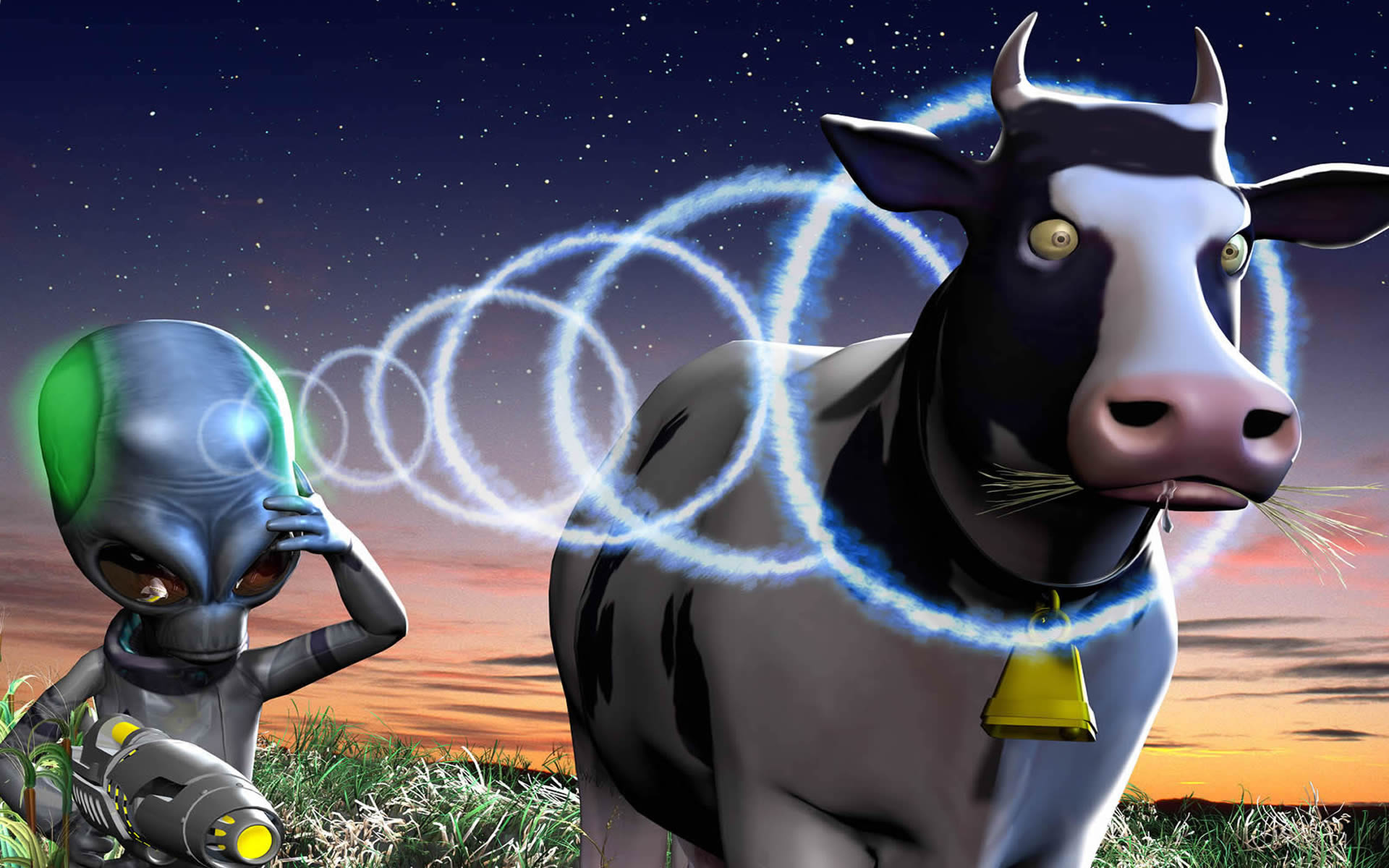 Crypto Performs Mind Control On Cow - Destroy All Humans Cow - HD Wallpaper 