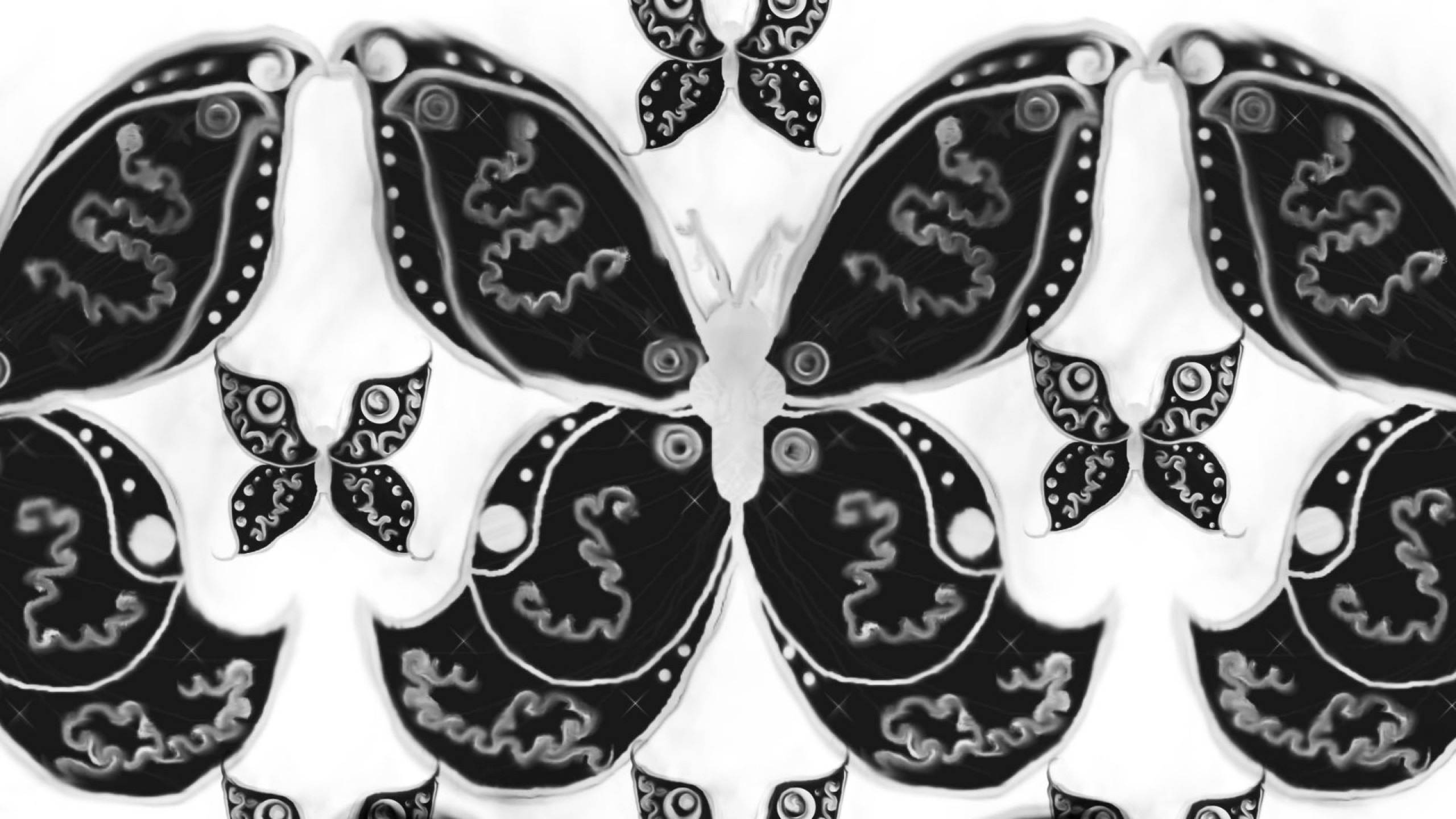 Fractal Design, Black And White, Butterfly - Brush-footed Butterfly - HD Wallpaper 