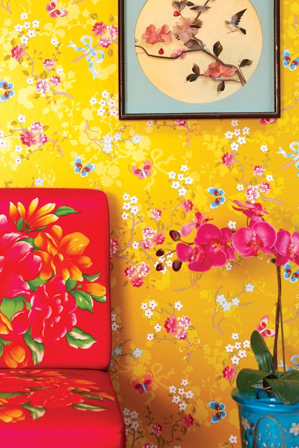 Yellow Butterfly Wallpaper - Pip Studio - HD Wallpaper 