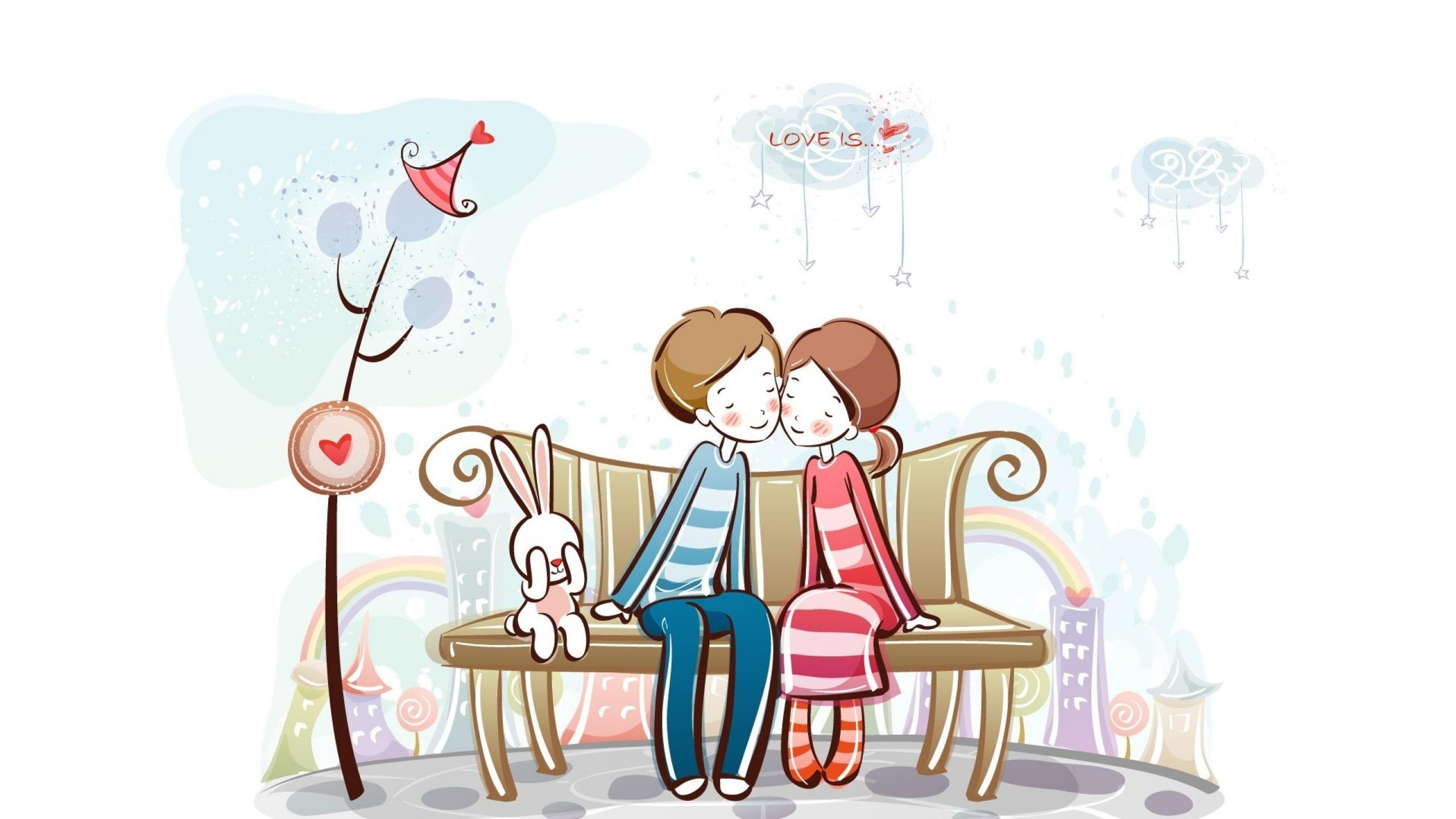 Cute Cartoon Love Couple Wallpaper 
 Data-src /w/full/e/a/c/520207 - Love - HD Wallpaper 