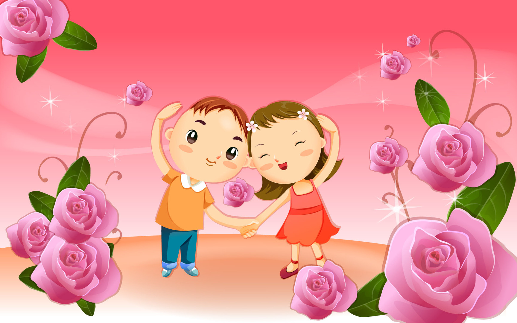 Cute Cartoon Couple Wallpaper - Love Cute Couple Wallpaper Catoon - HD Wallpaper 