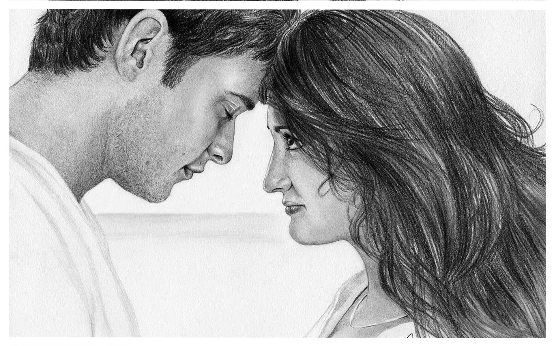 Pencil Shading Lovely Couple Wallpaper Cute Love Drawings - Full Body Girls Pencil Drawing - HD Wallpaper 