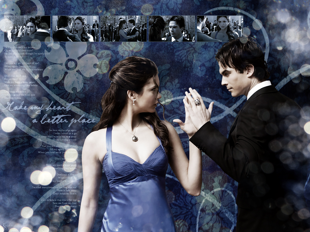 Vampire Diaries Love Forever - Vampire Diaries Damon Und Elena Blue - HD Wallpaper 