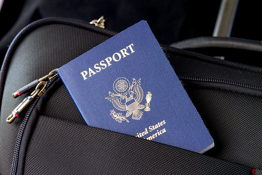 Blue Passport And Black Bag, Flag, Travel, Visa, Identification, - United States Visa Passport - HD Wallpaper 