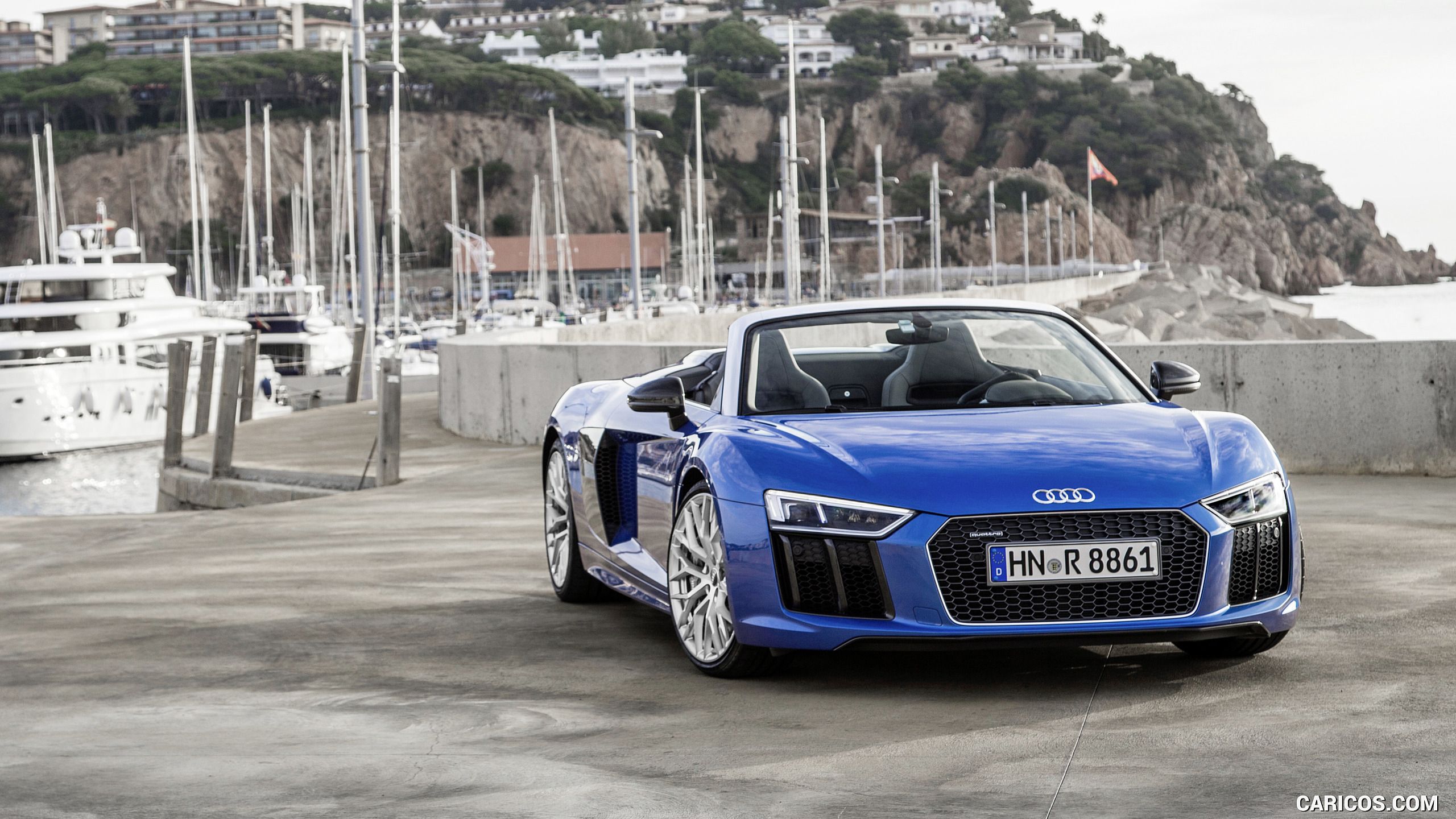 Audi R8 2017 Wallpaper - Audi R8 Spyder Blue - HD Wallpaper 