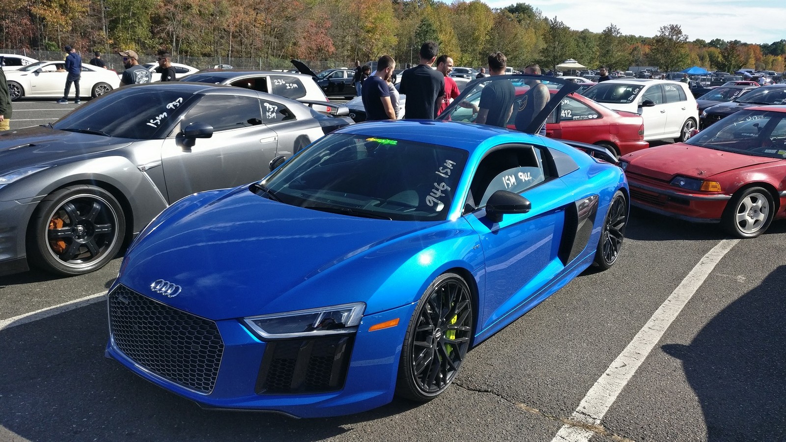 Audi R8 V10 Plus 2017 Blue - HD Wallpaper 