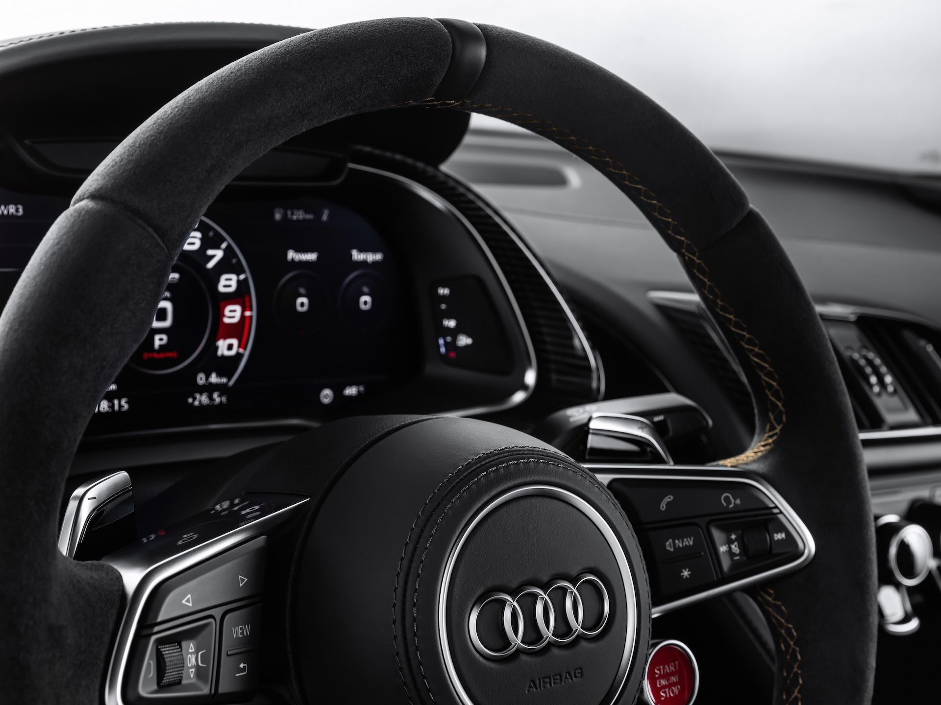 2019 Audi R8 V10 Decennium Interior Steering Wheel - Audi R8 - HD Wallpaper 