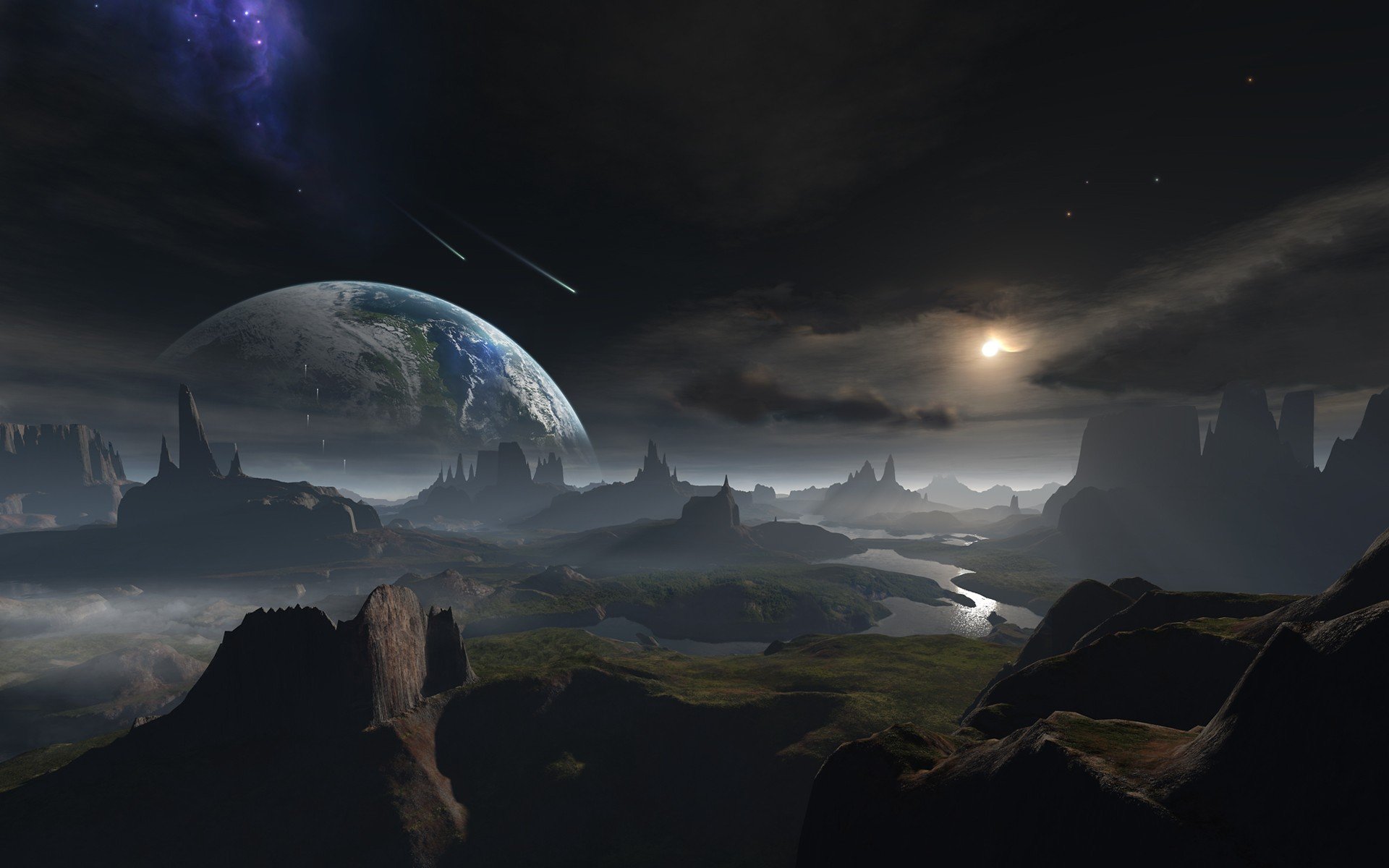 Fantasy Landscape Planet Surface - HD Wallpaper 