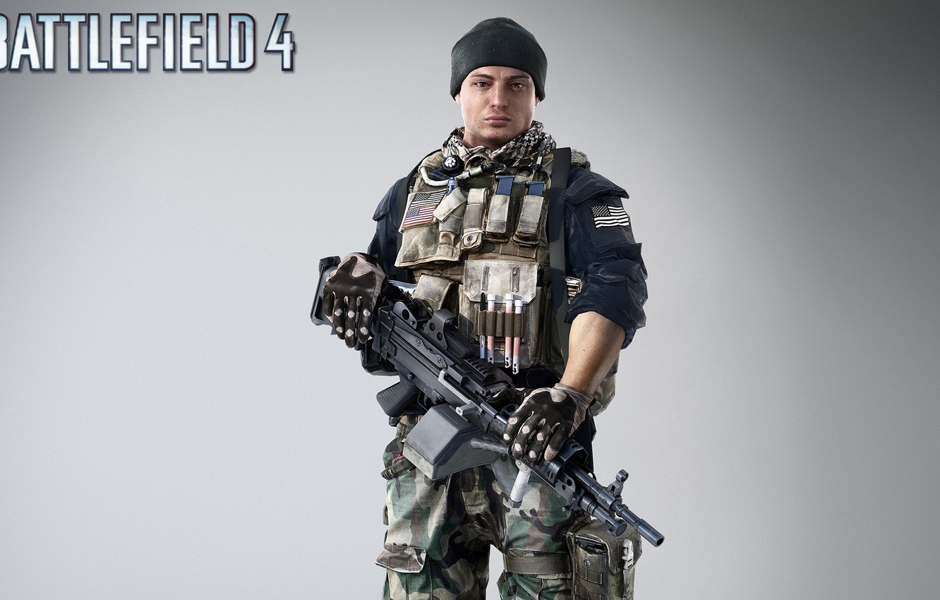 Photo Wallpaper Weapons, Hat, Soldiers, Machine Gun, - Clayton Pakowski Battlefield 4 - HD Wallpaper 