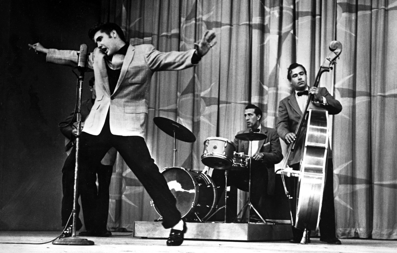 Photo Wallpaper Scene, Concert, Microphone, Drums, - Rock And Roll Musica - HD Wallpaper 