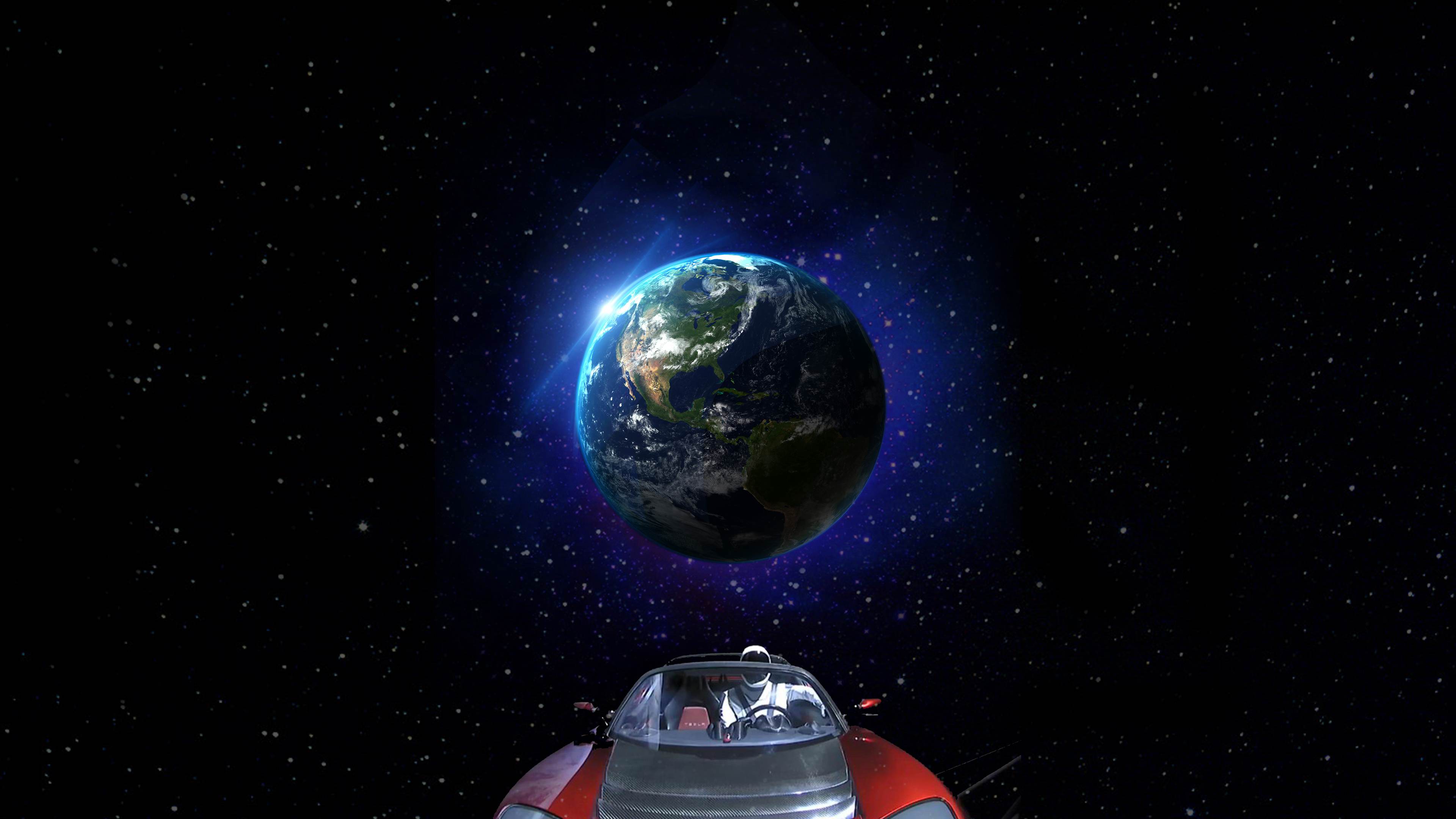 Tesla In Space 4k - HD Wallpaper 
