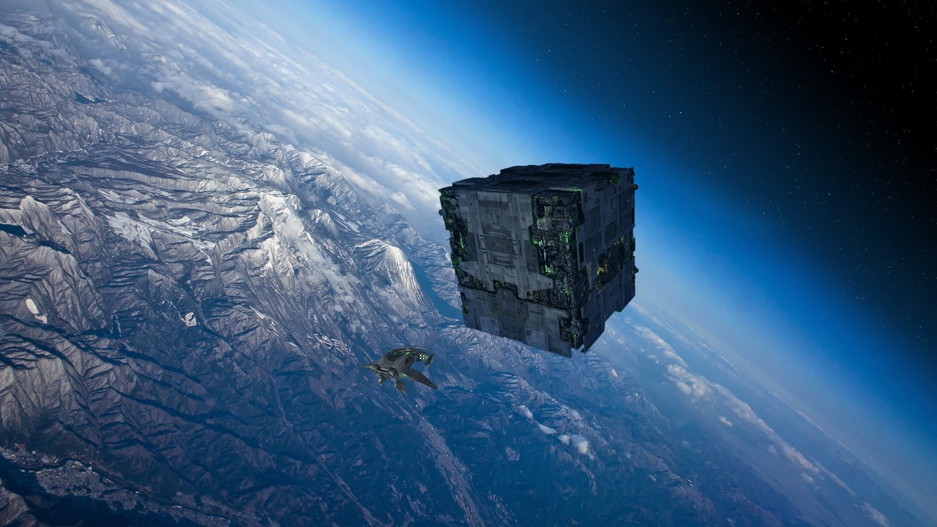 Borg Star Trek Outer Space Science Fiction Wallpaper - Borg Cube - HD Wallpaper 